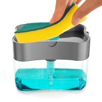 China Manufacturer Wholesale Price Kitchen 2-in-1 Reusable Dishwashing Soap Pump Dispenser With Sponge Holder